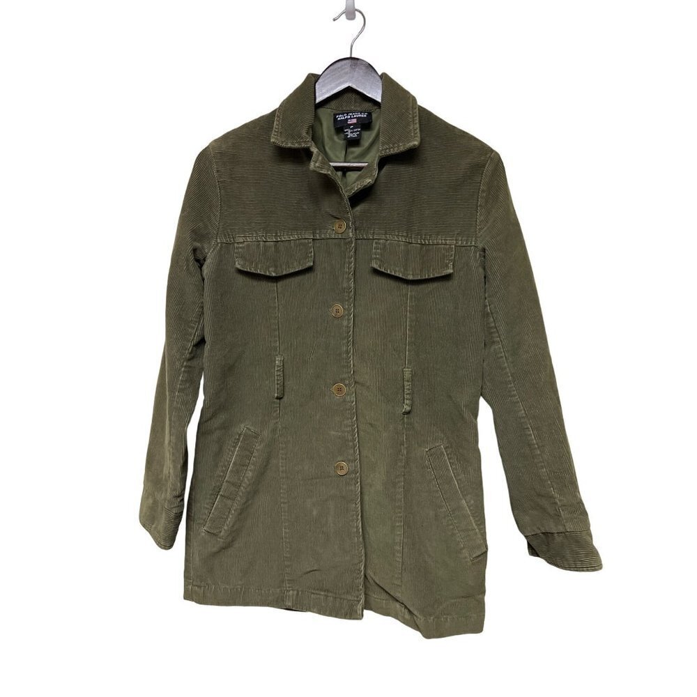 Polo Jeans Ralph Lauren Green Wide Corduroy Button Jacket Women's Small